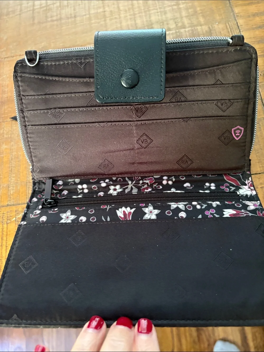 Vera Bradley Black Quilted Zip-Around Wallet